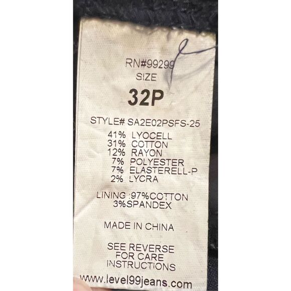 Level 99 Navy Francis Lacey Double Welt Zip Trouser Size 32 P Ankle Slit Stretch - Picture 11 of 12